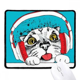 Dıythinker Siyah Kırmızı Kulaklık Beyaz Kedi Koruyucu Hayvan Hayvan Sevgili Kaymaz Fare Altlığı