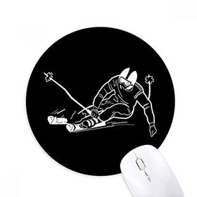 Dıythinker Siyah Kış Spor Kayak Desen İllüstrasyon Baskılı Yuvarlak Kaymaz Kauçuk Mouse Pad