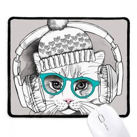 Dıythinker Siyah Kulaklık Yünlü Şapka Beyaz Kedi Koruyucu Hayvan Kaymaz Fare Altlığı