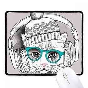 Dıythinker Siyah Kulaklık Yünlü Şapka Beyaz Kedi Koruyucu Hayvan Kaymaz Fare Altlığı