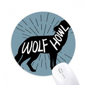 Dıythinker Siyah Kurt Hayvan Silüeti Doğal Baskılı Yuvarlak Kaymaz Kauçuk Mouse Pad