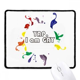 Dıythinker Siyah LGBT Gökkuşağı Bayrağı Yap I Am Eşcinsel Kaymaz Fare Altlığı