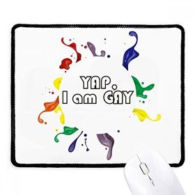 Dıythinker Siyah LGBT Gökkuşağı Bayrağı Yap I Am Eşcinsel Kaymaz Fare Altlığı