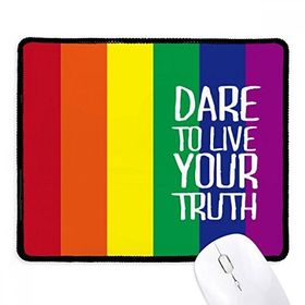 Dıythinker Siyah Live Your Truth LGBT Gökkuşağı Bayrağı Kaymaz Fare Altlığı