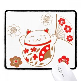 Dıythinker Siyah Lucky Fortune Kedi Çiçek Fan Japonya Kaymaz Fare Altlığı