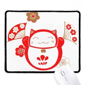 Dıythinker Siyah Lucky Fortune Kedi Çiçek Fan Japonya Kaymaz Fare Altlığı