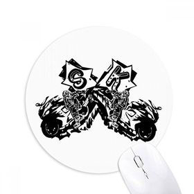 Dıythinker Siyah Motosiklet Sürücüsü Motosiklet Desenli Baskılı Yuvarlak Kaymaz Kauçuk Mouse Pad