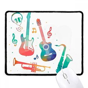 Dıythinker Siyah Müzik Yeşil Pembe Renkli Enstrümanlar Desen Kaymaz Fare Altlığı