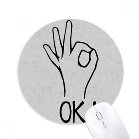 Dıythinker Siyah OK Kişiselleştirilmiş Jest Desenli Baskılı Yuvarlak Kaymaz Kauçuk Mouse Pad