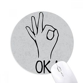 Dıythinker Siyah OK Kişiselleştirilmiş Jest Desenli Baskılı Yuvarlak Kaymaz Kauçuk Mouse Pad
