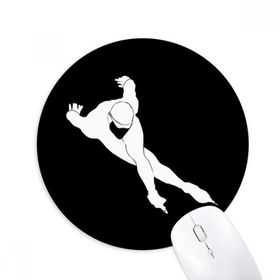 Dıythinker Siyah Paten Kış Spor Silueti Baskılı Yuvarlak Kaymaz Kauçuk Mouse Pad
