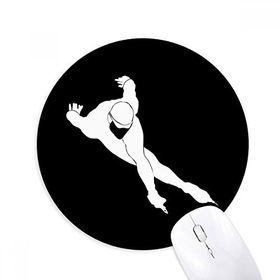 Dıythinker Siyah Paten Kış Spor Silueti Baskılı Yuvarlak Kaymaz Kauçuk Mouse Pad