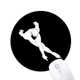 Dıythinker Siyah Paten Kış Spor Silueti Baskılı Yuvarlak Kaymaz Kauçuk Mouse Pad