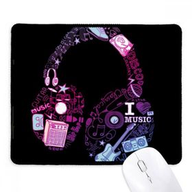 Dıythinker Siyah Pembe Mavi Kulaklık Müzik Deseni Kaymaz Fare Altlığı