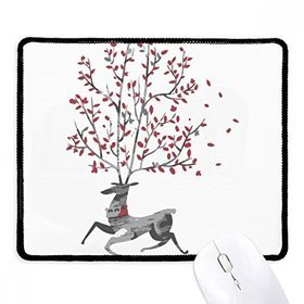 Dıythinker Siyah Ren Geyiği Noel Sanatsal Efekt El Boyaması Kaymaz Fare Altlığı