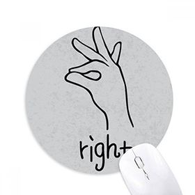 Dıythinker Siyah Sağ Kişiselleştirilmiş Jest Deseni Baskılı Yuvarlak Kaymaz Kauçuk Mouse Pad