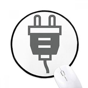 Dıythinker Siyah Şarj Kablosu Priz Desen Yuvarlak Kaymaz Mouse Pad