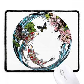 Dıythinker Siyah Sazan Şakayık Lotus Desenli Geometri Kaymaz Fare Altlığı