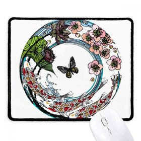Dıythinker Siyah Sazan Sakura Lotus Desenli Geometri Kaymaz Fare Altlığı