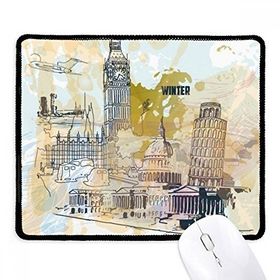 Dıythinker Siyah Seyahat Simgesi Big Ben Pisa Kulesi Kaymaz Fare Altlığı