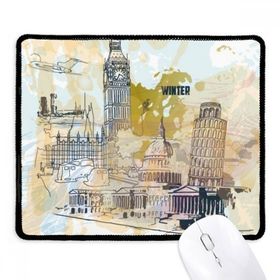 Dıythinker Siyah Seyahat Simgesi Big Ben Pisa Kulesi Kaymaz Fare Altlığı