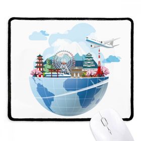Dıythinker Siyah Seyahat Yolculuğu Japonya Fuji Sakura Uçak Kaymaz Fare Altlığı