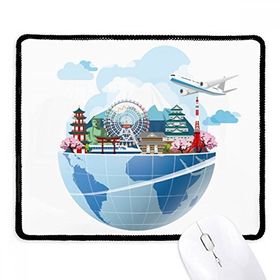 Dıythinker Siyah Seyahat Yolculuğu Japonya Fuji Sakura Uçak Kaymaz Fare Altlığı