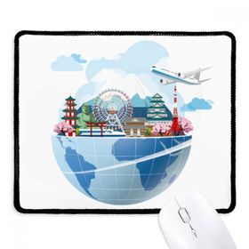 Dıythinker Siyah Seyahat Yolculuğu Japonya Fuji Sakura Uçak Kaymaz Fare Altlığı
