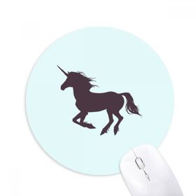 Dıythinker Siyah Silüet Koşu Duruşu Tek Boynuzlu At Baskılı Yuvarlak Kaymaz Kauçuk Mouse Pad