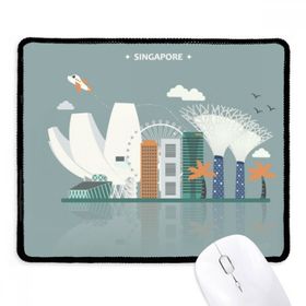 Dıythinker Siyah Singapur Ünlü Yerler Kent Simgesi Kaymaz Fare Altlığı