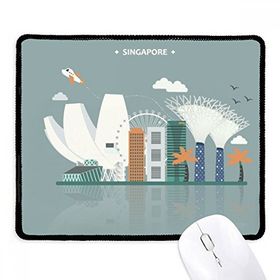 Dıythinker Siyah Singapur Ünlü Yerler Kent Simgesi Kaymaz Fare Altlığı