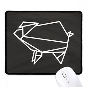 Dıythinker Siyah Soyut Origami Domuz Geometrik Şekilli Kaymaz Fare Altlığı