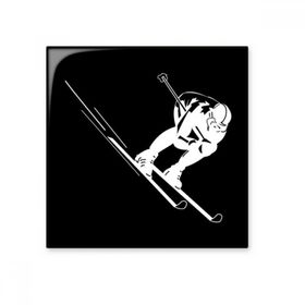 Dıythinker Siyah Spor Kayak Deseni İllüstrasyon Seramik 10x10 cm Seramik Karo
