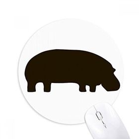 Dıythinker Siyah Su aygırı Hayvan Portrayal Baskılı Yuvarlak Kaymaz Kauçuk Mouse Pad