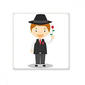 Dıythinker Siyah Takım Arjantin Karikatür Seramik 10x10 cm Seramik Karo