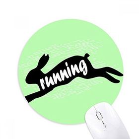Dıythinker Siyah Tavşan Hayvan Silüeti Doğal Baskılı Yuvarlak Kaymaz Kauçuk Mouse Pad