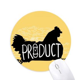Dıythinker Siyah Tavuk Hayvan Silüeti Doğal Baskılı Yuvarlak Kaymaz Kauçuk Mouse Pad