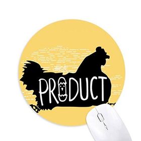 Dıythinker Siyah Tavuk Hayvan Silüeti Doğal Baskılı Yuvarlak Kaymaz Kauçuk Mouse Pad