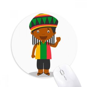 Dıythinker Siyah Vahşi Jamaika Çizgi Film Baskılı Yuvarlak Kaymaz Kauçuk Mouse Pad
