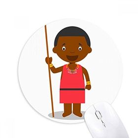Dıythinker Siyah Vahşi Kenya Çizgi Film Baskılı Yuvarlak Kaymaz Kauçuk Mouse Pad