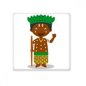 Dıythinker Siyah Vahşi Kongo Karikatür Seramik 10x10 cm Seramik Karo