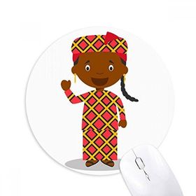 Dıythinker Siyah Vahşi Mali Çizgi Film Baskılı Yuvarlak Kaymaz Kauçuk Mouse Pad