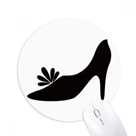 Dıythinker Siyah Yüksek Topuklu Çiçek Desenli Silüet Baskılı Yuvarlak Kaymaz Kauçuk Mouse Pad