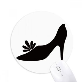 Dıythinker Siyah Yüksek Topuklu Çiçek Desenli Silüet Baskılı Yuvarlak Kaymaz Kauçuk Mouse Pad