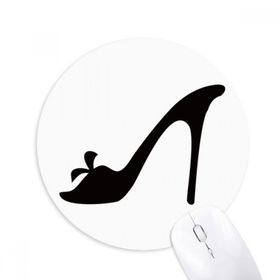 Dıythinker Siyah Yüksek Topuklu Çiçek Silueti Desenli Baskılı Yuvarlak Kaymaz Kauçuk Mouse Pad
