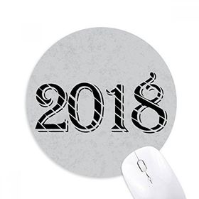 Dıythinker Slash Font 2018 Happy New Year Baskılı Yuvarlak Kaymaz Kauçuk Mouse Pad