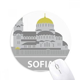 Dıythinker Sofia Bulgaristan Gri Kent Simgesi Desenli Baskılı Yuvarlak Kaymaz Kauçuk Mouse Pad