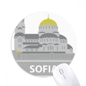 Dıythinker Sofia Bulgaristan Gri Kent Simgesi Desenli Baskılı Yuvarlak Kaymaz Kauçuk Mouse Pad