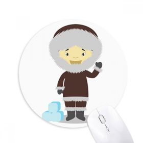 Dıythinker Soğuk Ceket Greenland Çizgi Film Baskılı Yuvarlak Kaymaz Kauçuk Mouse Pad