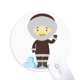 Dıythinker Soğuk Ceket Greenland Çizgi Film Baskılı Yuvarlak Kaymaz Kauçuk Mouse Pad